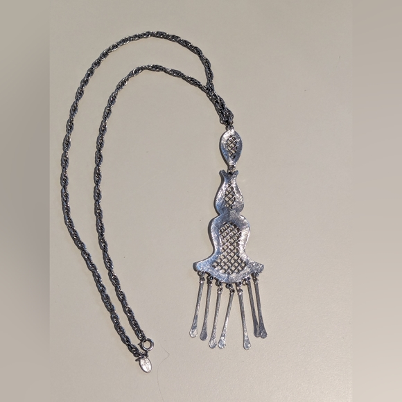 Vintage Vendome Silver Tone Tassel Necklace - Picture 2 of 5